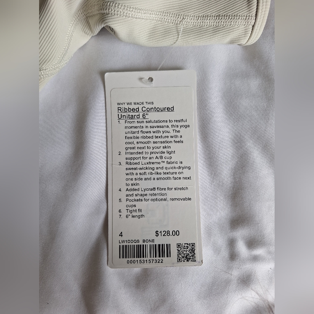 Lululemon Ribbed Contour Unitard 6inch Size 4 Bone Color - Picture 3 of 4